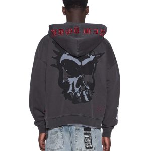 Mens Graff Ekcess Zip Thru Hoodie Faded Black Fleece
