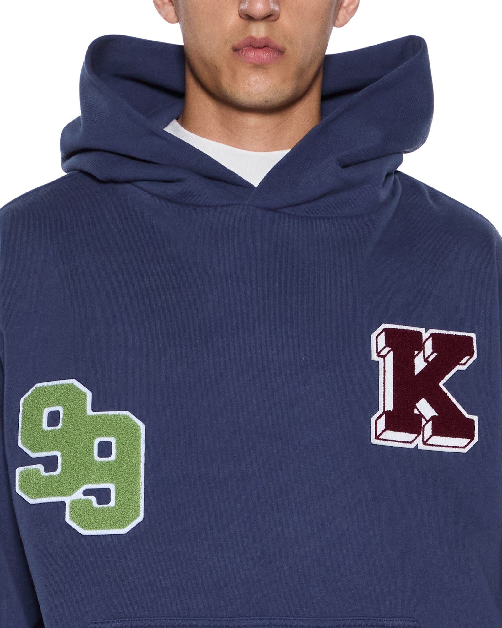Mens Patched Ekcess Hoodie Navy Fleece - Image 4