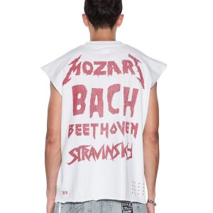Mens Line Up Ekcess Cut Off Tee White/Red Tees