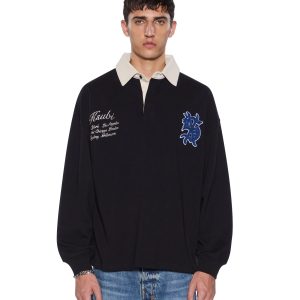 Mens Rugged Rugby Ls Jersey Black Fade Fashion Tops