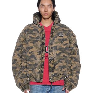 Mens Plated Bomber Jacket Camo Jackets