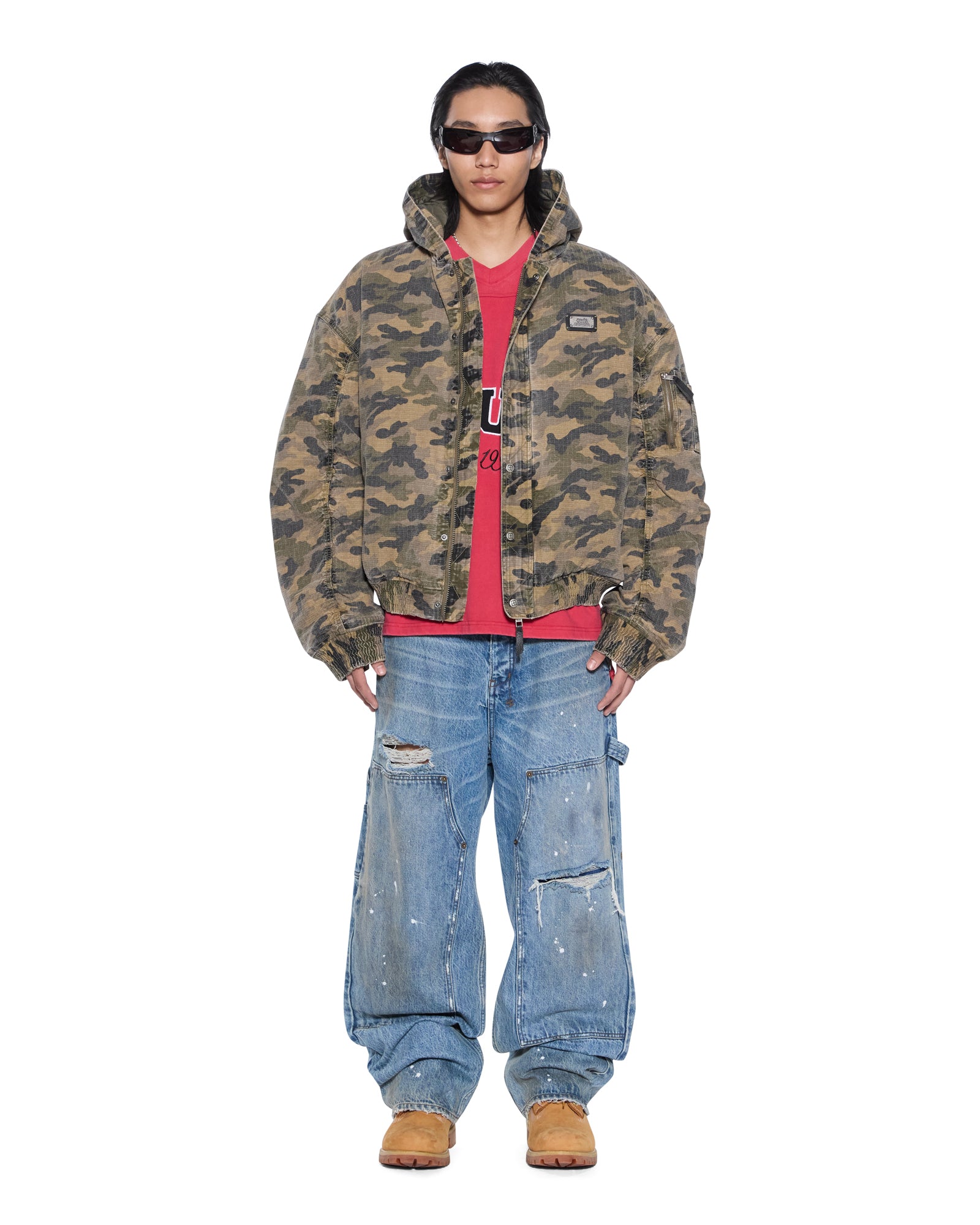 Mens Plated Bomber Jacket Camo Jackets - Image 2