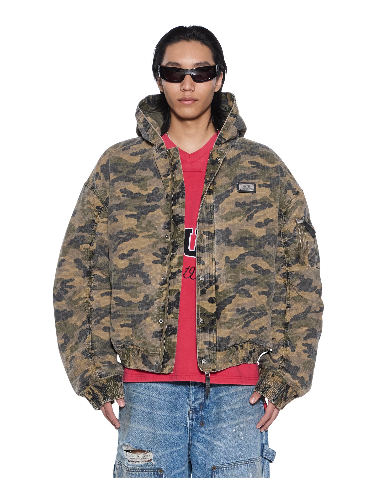 Mens Plated Bomber Jacket Camo Jackets - Image 4