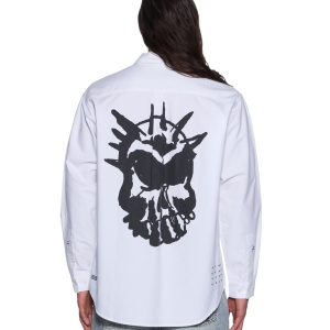 Mens Graffiti Anti Button Down Ls Shirt White Shirts