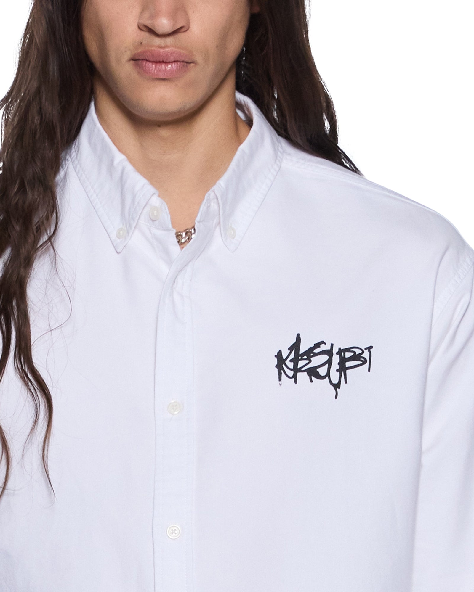 Mens Graffiti Anti Button Down Ls Shirt White Shirts - Image 4