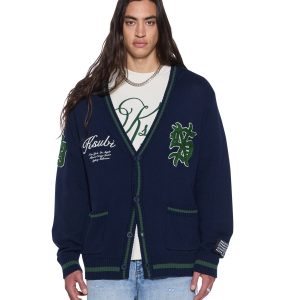 Mens Playoff Cardigan Midnight Knitwear