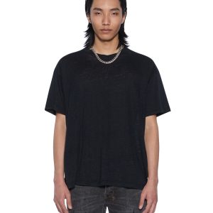 Mens Sid Linen Ss Tee Jet Black Tees
