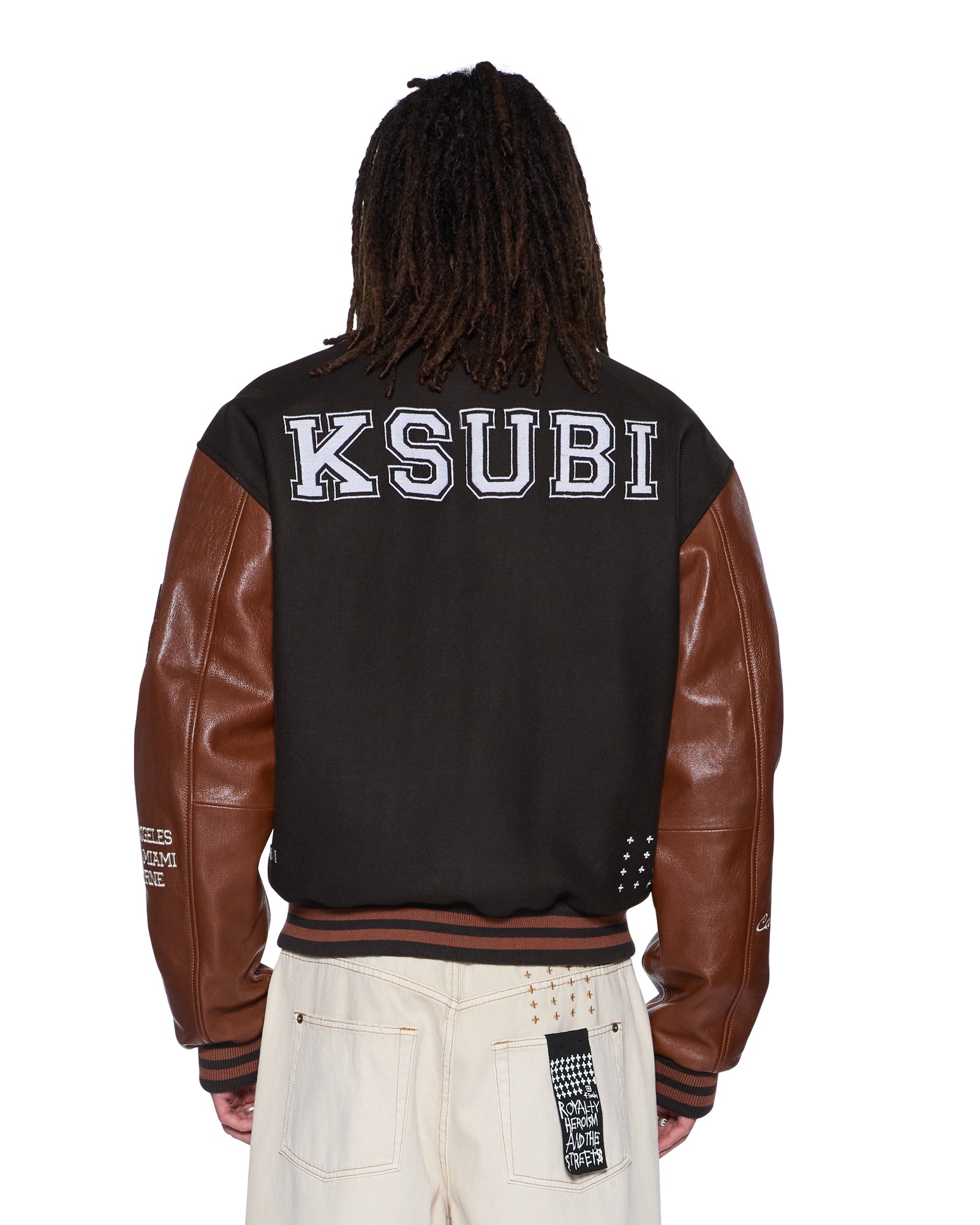 Mens Patched Varsity Jacket Chocolate Jackets - Image 2