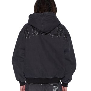 Mens Bomber Jacket Stud Black Jackets