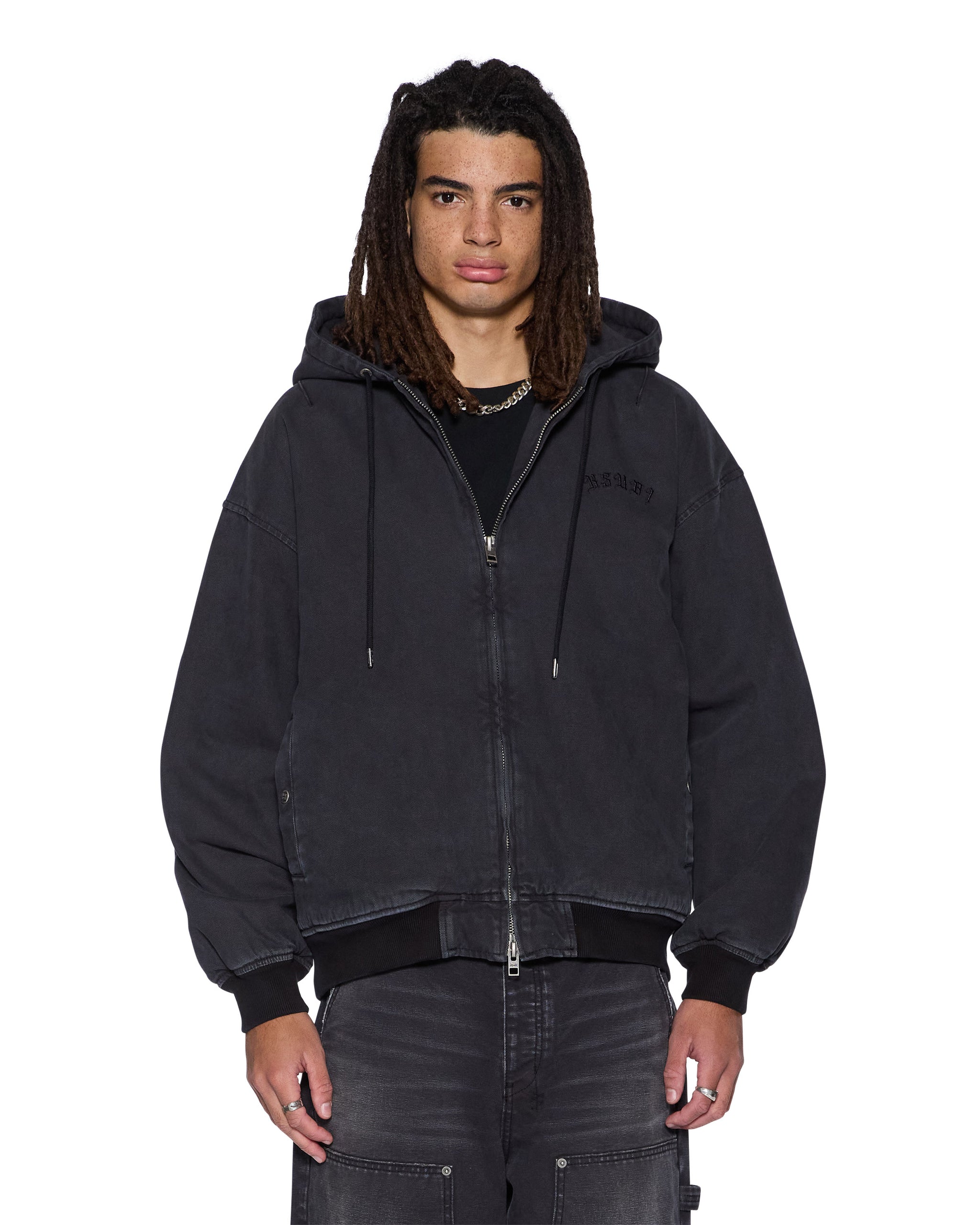 Mens Bomber Jacket Stud Black Jackets - Image 2