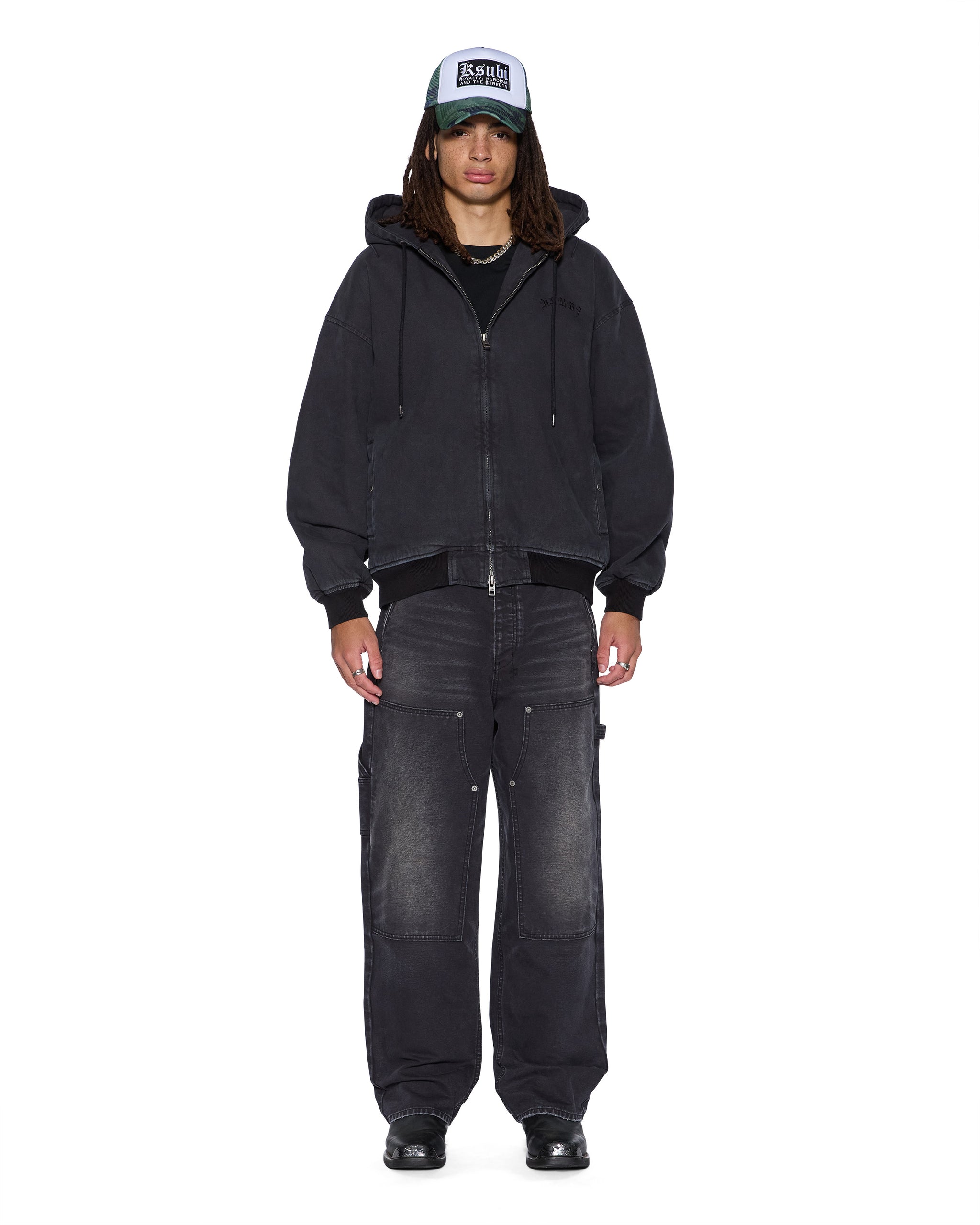 Mens Bomber Jacket Stud Black Jackets - Image 3