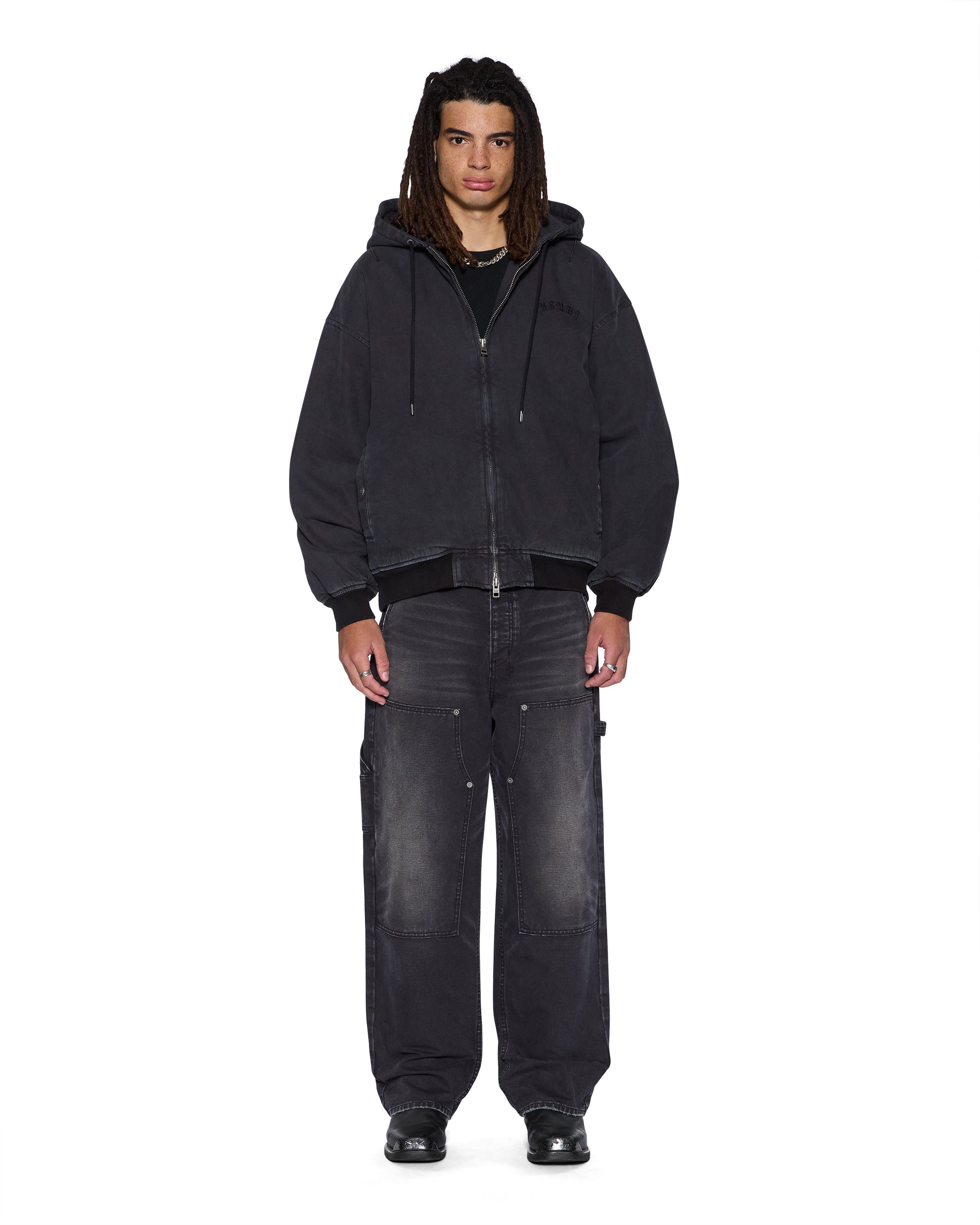 Mens Bomber Jacket Stud Black Jackets - Image 5