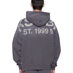 Mens State Ekcess Hoodie Charcoal Fade Fleece