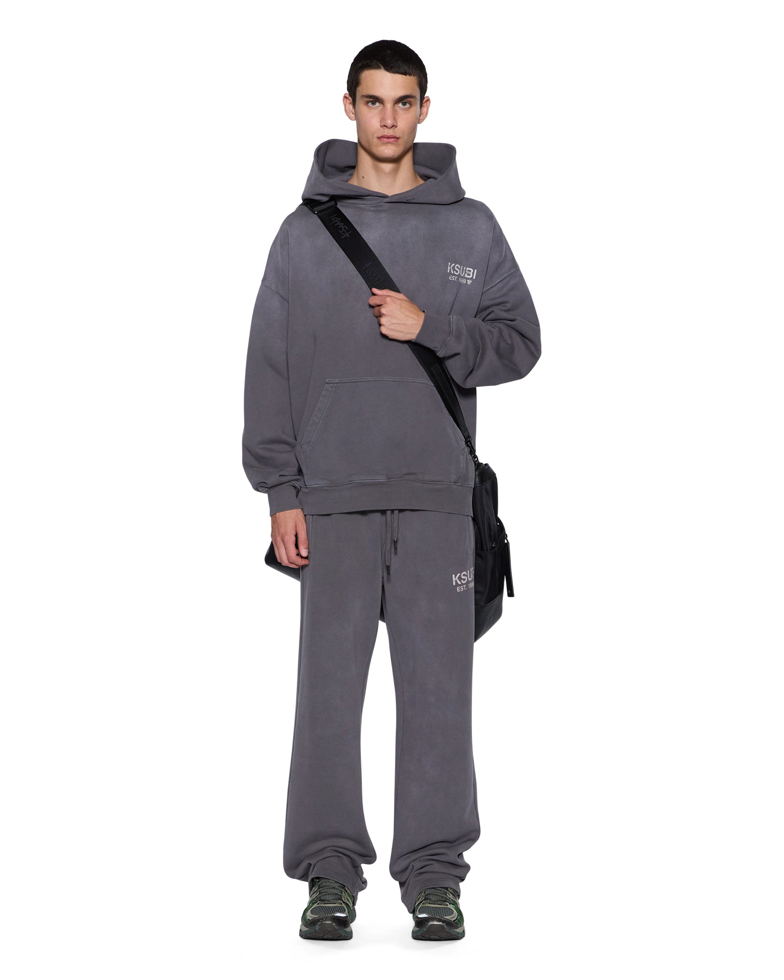 Mens State Ekcess Hoodie Charcoal Fade Fleece - Image 2