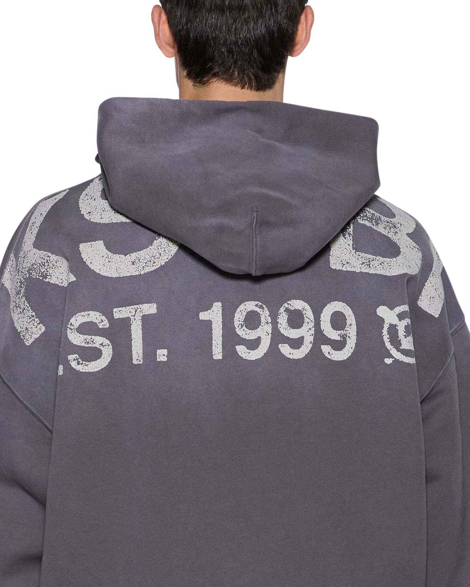 Mens State Ekcess Hoodie Charcoal Fade Fleece - Image 4