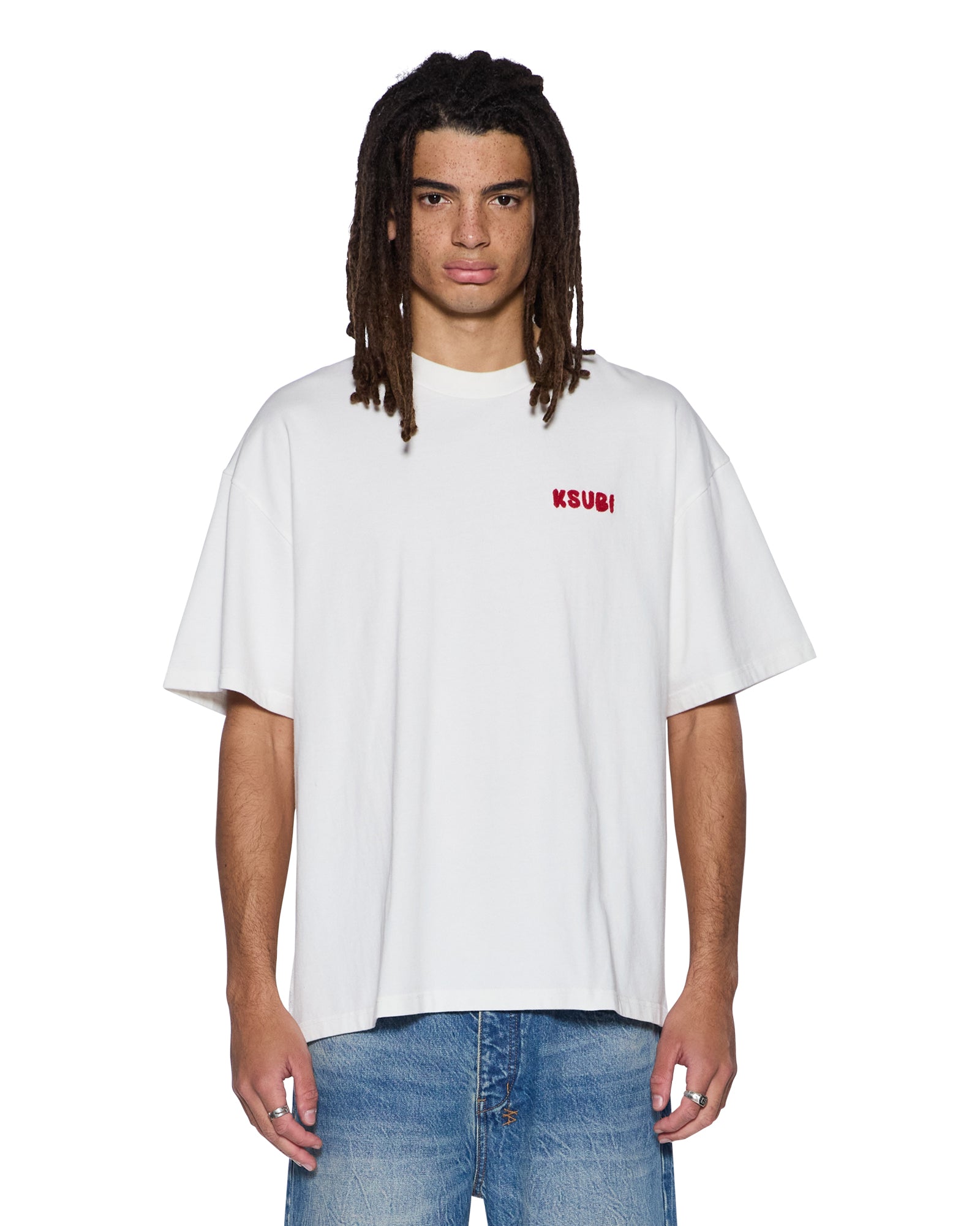 Mens Mekanik Biggie Ss Tee Vintage White Tees - Image 3