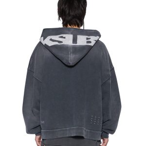Mens Ace Ekcess Zip Thru Hoodie Black Fade Fleece