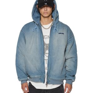 Mens Slouch Bomber Jacket Faded Indigo Jackets