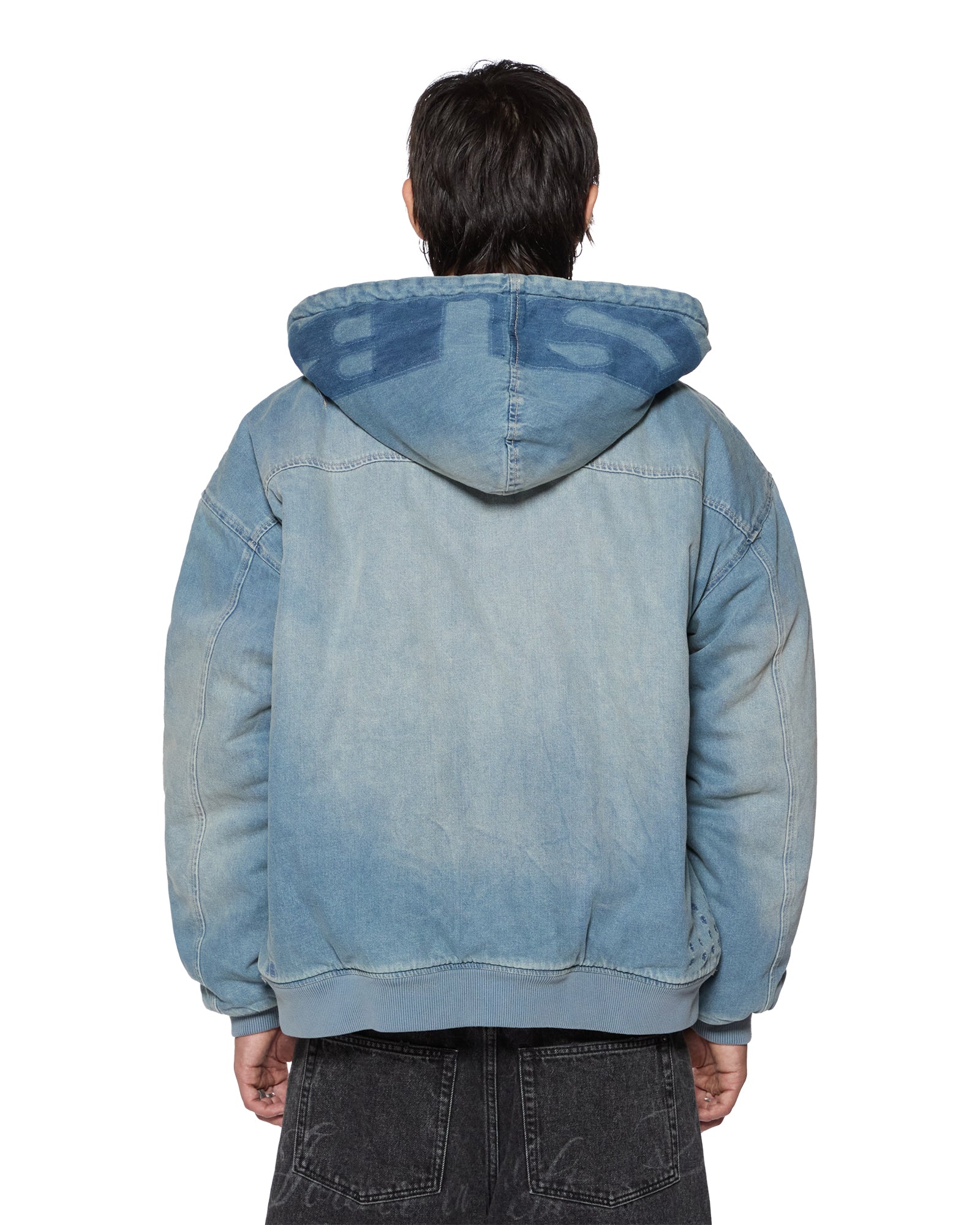 Mens Slouch Bomber Jacket Faded Indigo Jackets - Image 6