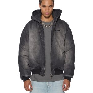 Mens Slouch Bomber Jacket Faded Black Jackets