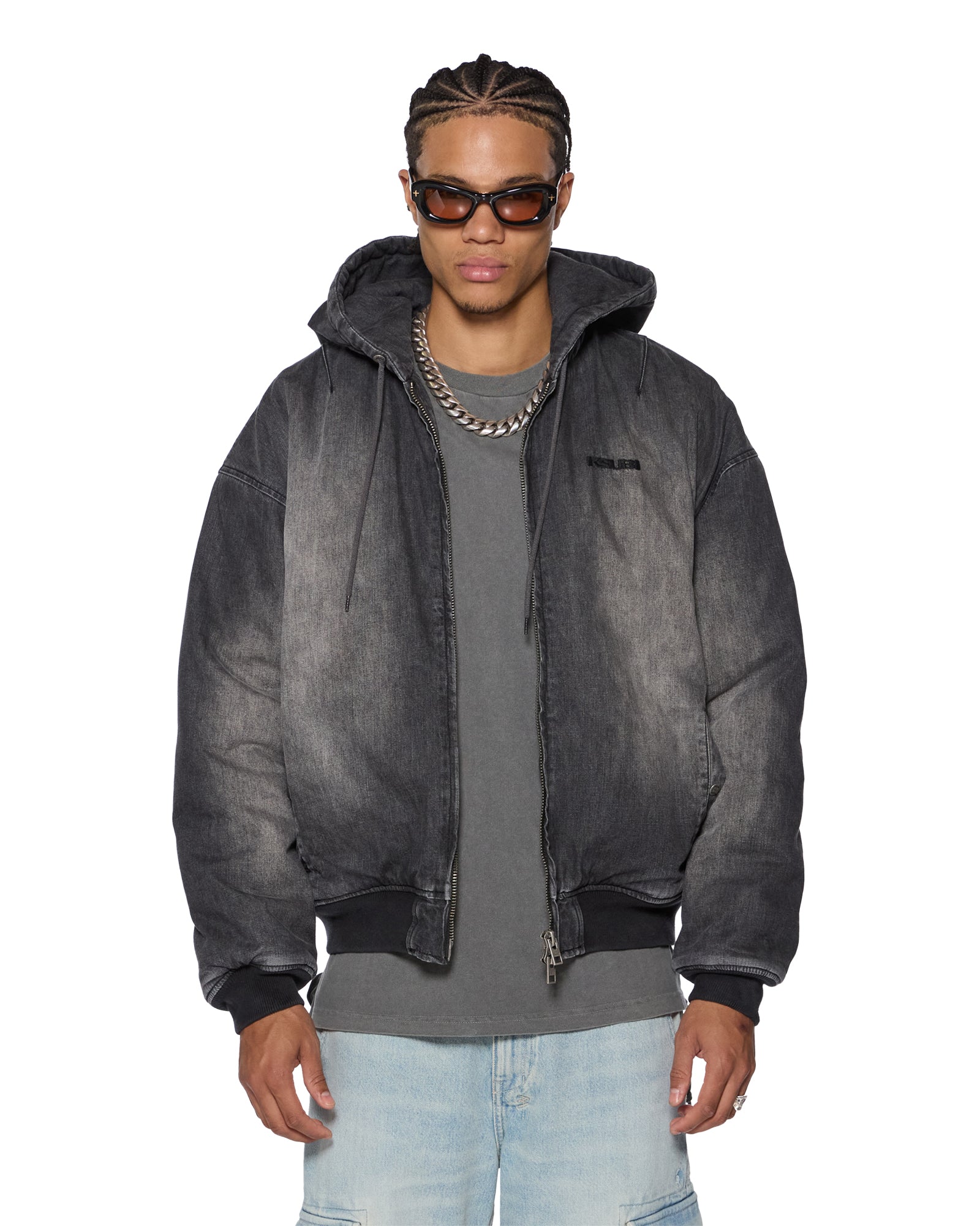 Mens Slouch Bomber Jacket Faded Black Jackets - Image 3