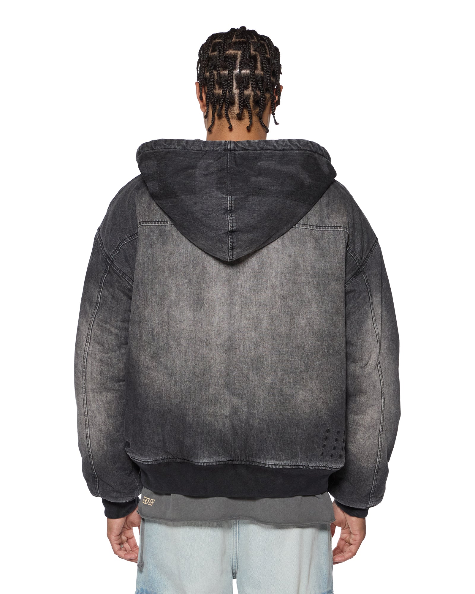 Mens Slouch Bomber Jacket Faded Black Jackets - Image 4