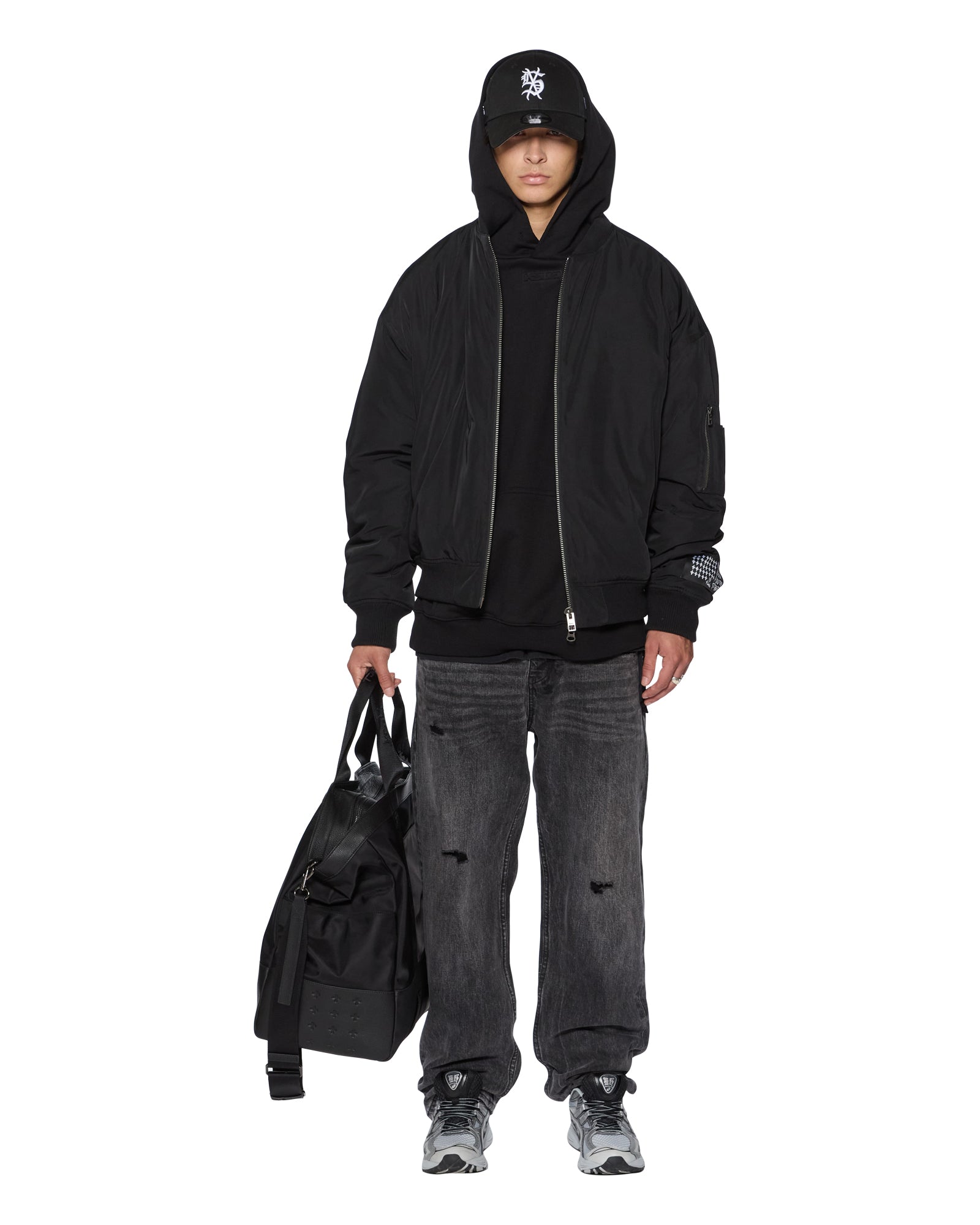 Mens Intruder Bomber Jacket Black Jackets - Image 2