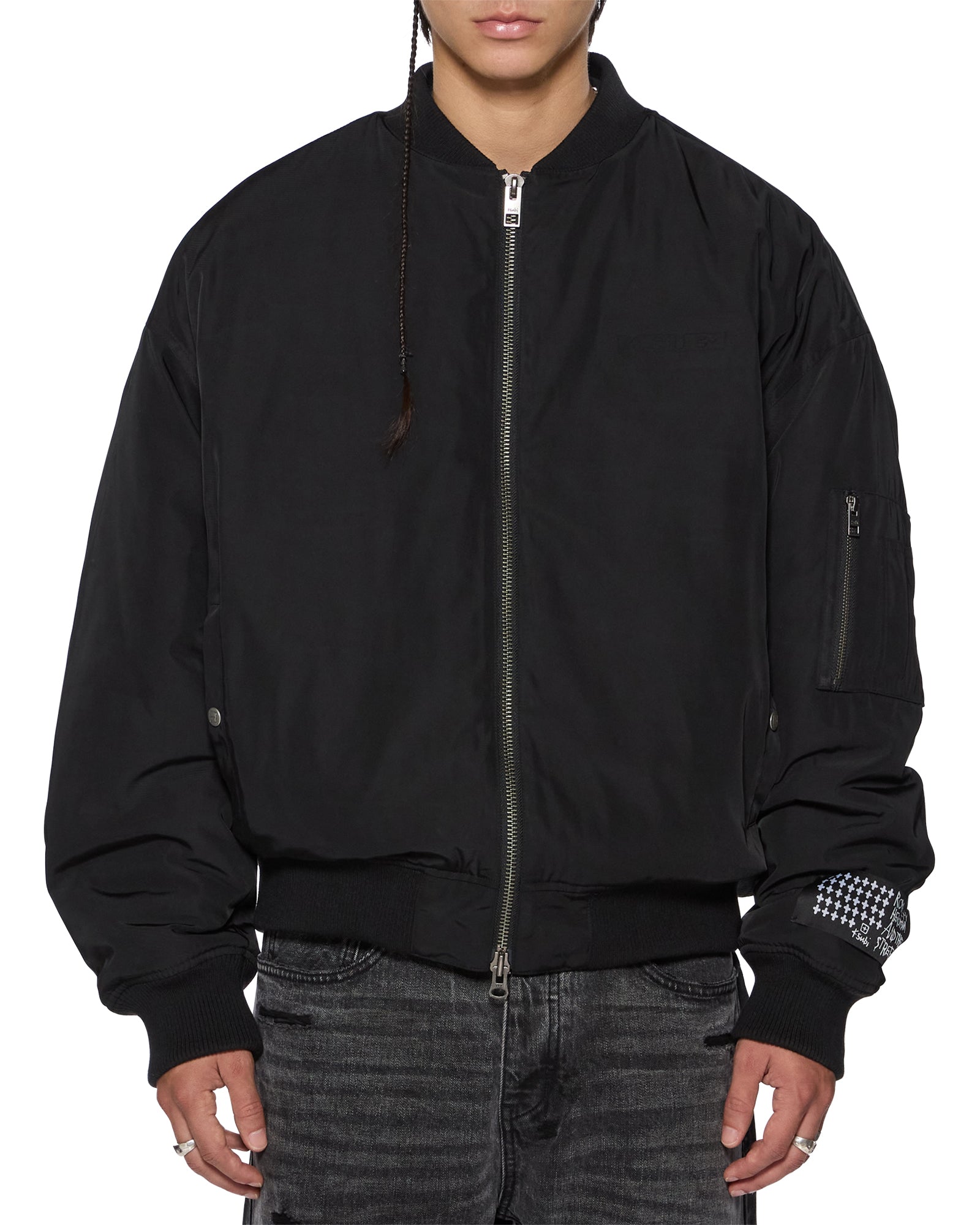Mens Intruder Bomber Jacket Black Jackets - Image 4