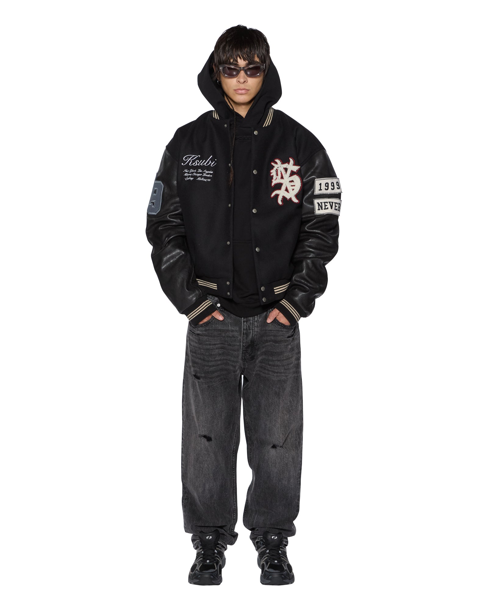 Mens Intruder Ekcess Hoodie Jet Black Fleece - Image 5