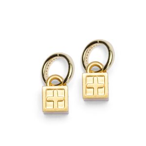 Krystal Box Cross Huggie Earings Gold