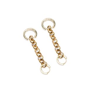 Krystal Chainlink Huggie Earings Gold