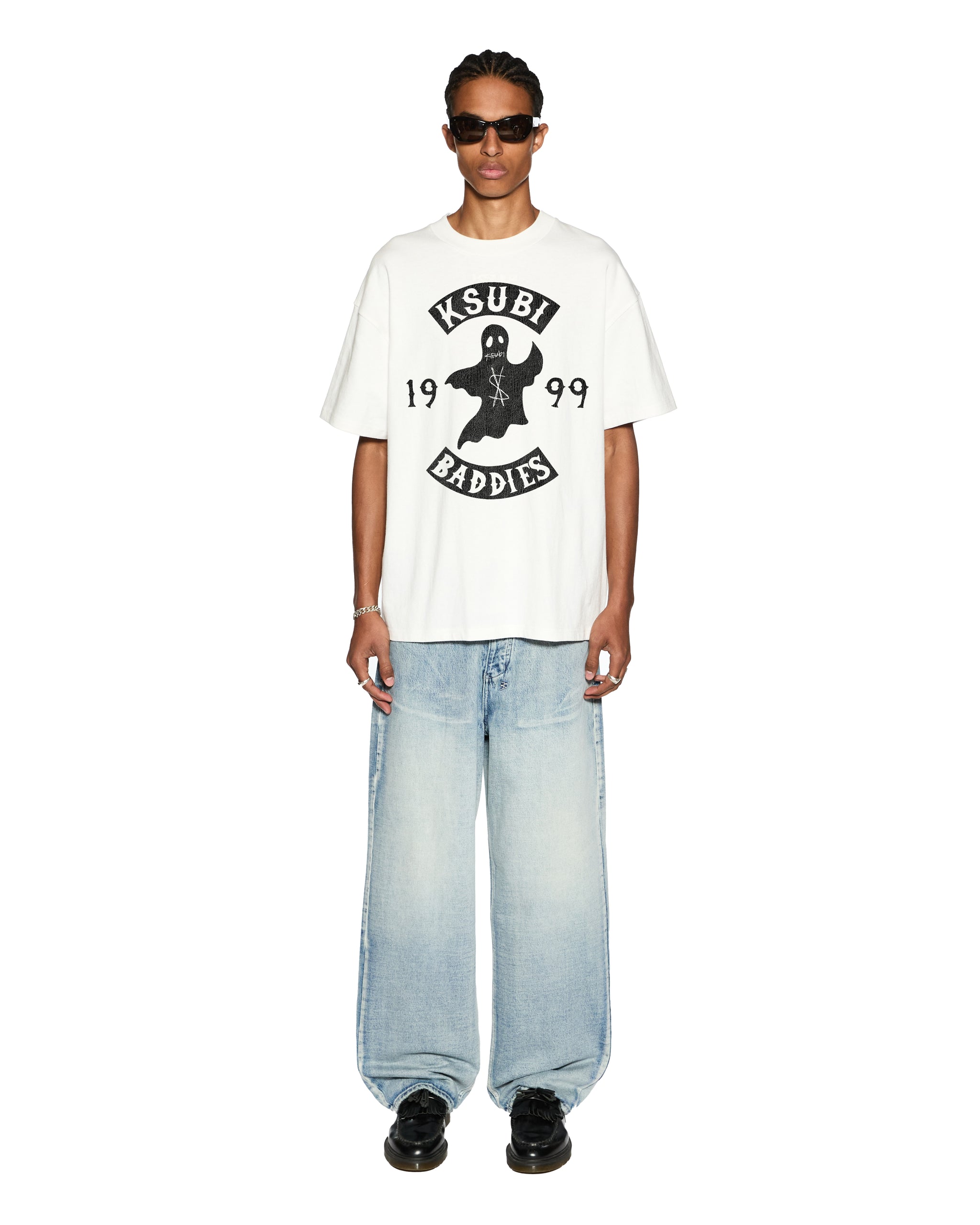 Mens Baddies Ekcess Vintage White Tees - Image 2
