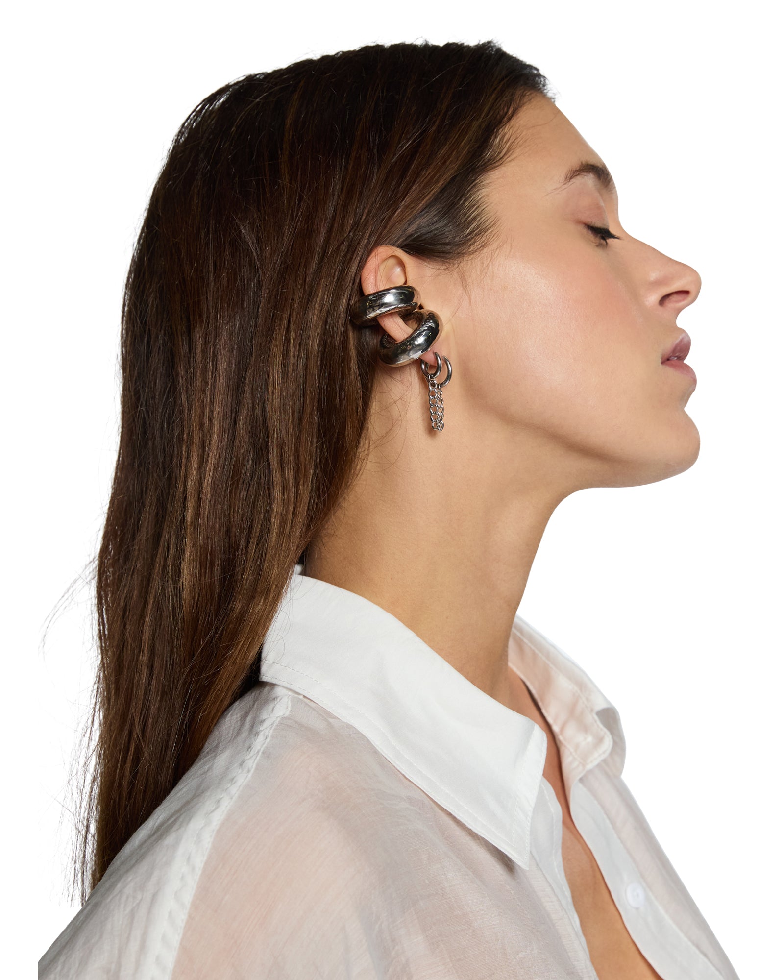 Silver Ripple Ear Cuff - Image 6