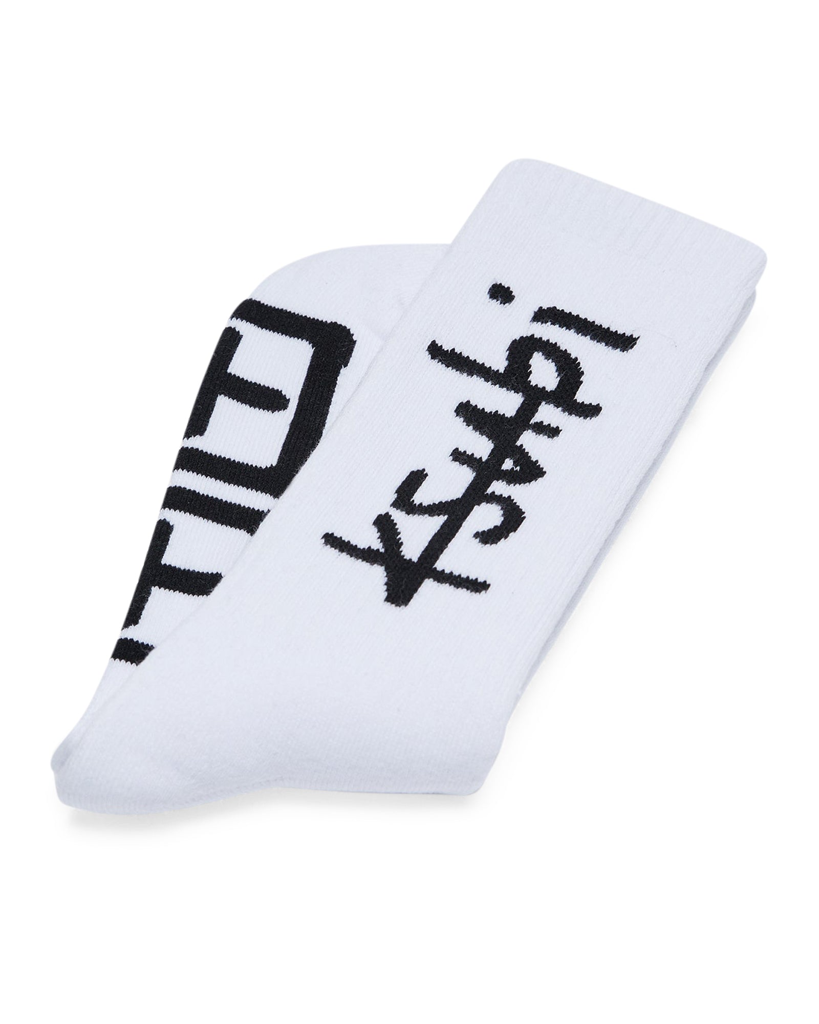 1999 Crew Ribbed Socks - White and Black Cotton - Image 5