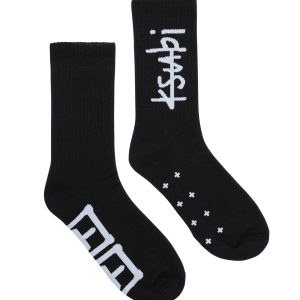 1999 Crew Ribbed Socks - Black Cotton