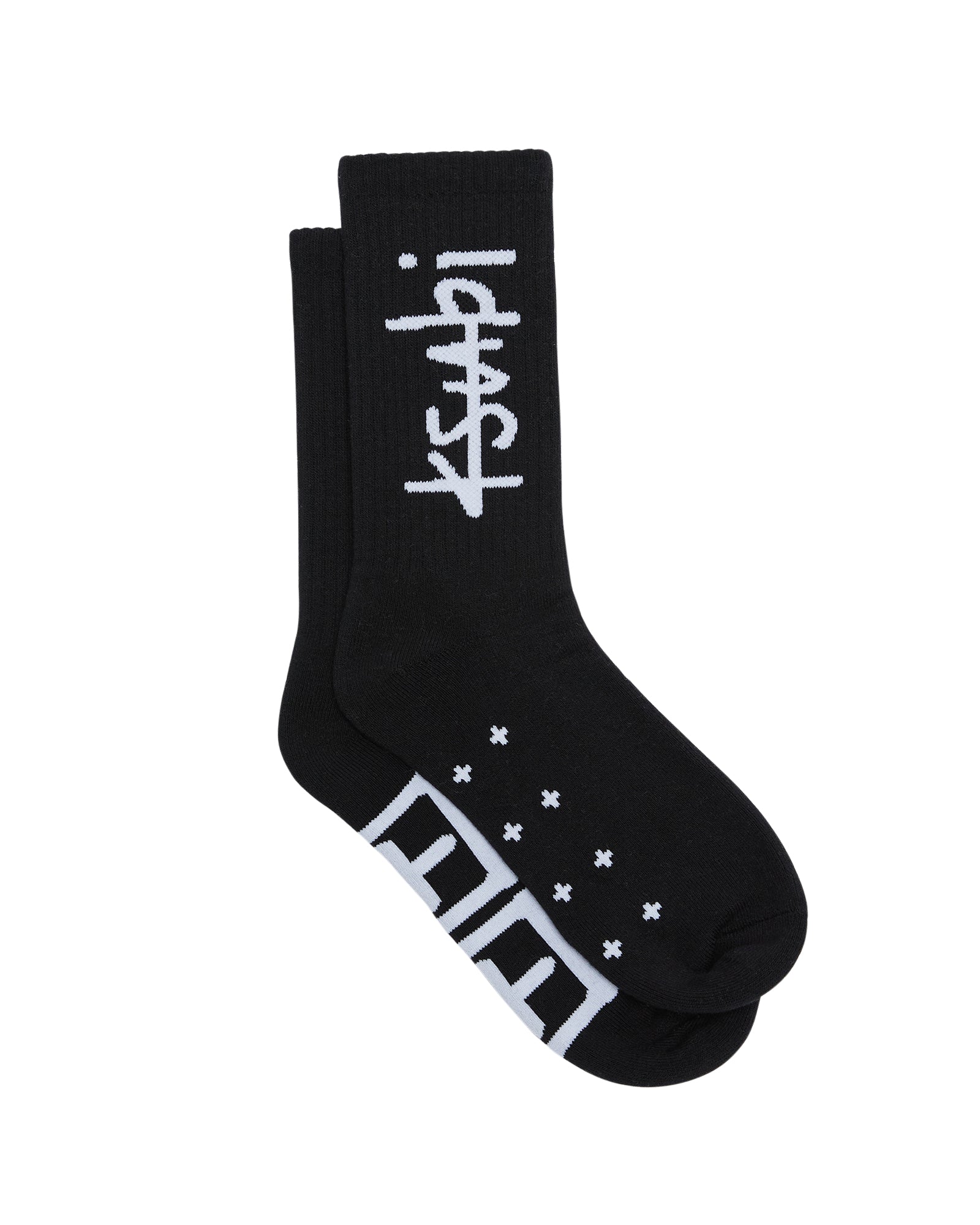 1999 Crew Ribbed Socks - Black Cotton - Image 2