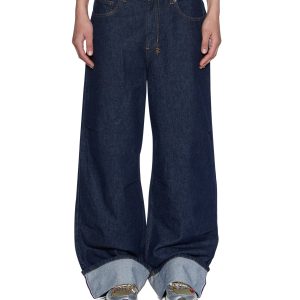 Womens Ksuper Cuffed Mystic Rinse Baggy Denim Jeans