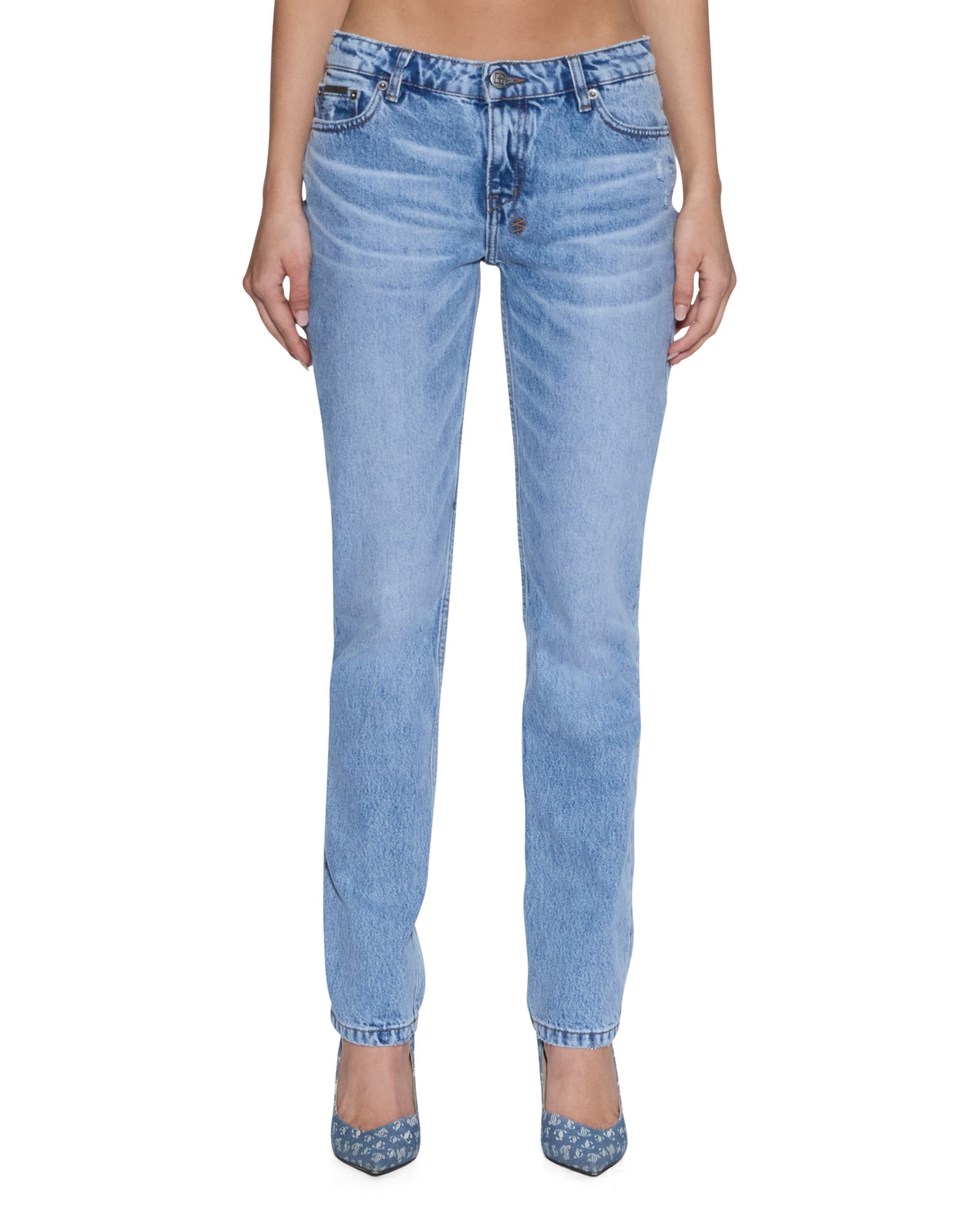 Womens The Moss Jean Mercer Blue Slim Straight Denim Jeans