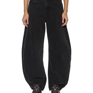 Womens Barrel Jean Noir Barrel Leg Denim Jeans