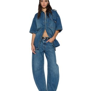 Womens Barrel Jean Aged Barrel Leg Denim Jeans