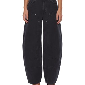 Womens Barrel Jean Carpenter Black Barrel Leg Denim Jeans