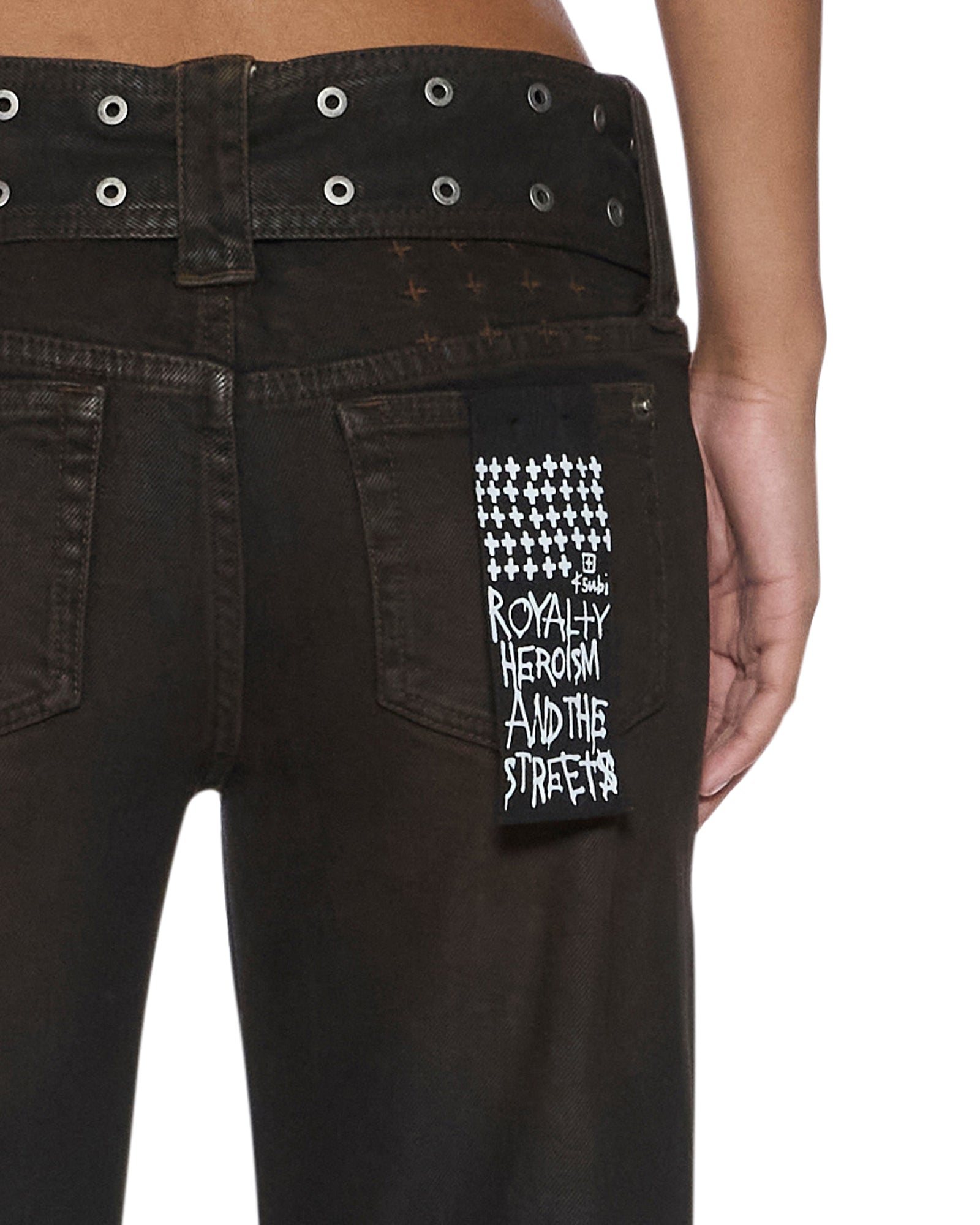Womens Soho Lo Belted Greased Slim Denim Jeans - Image 2