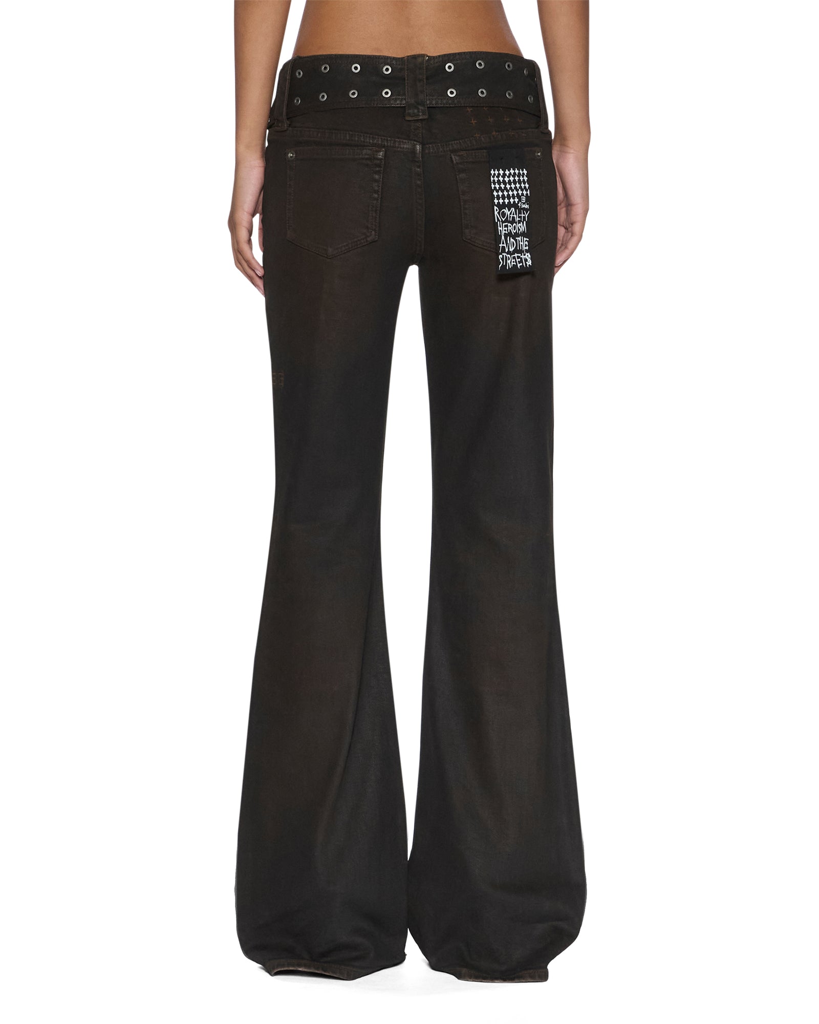 Womens Soho Lo Belted Greased Slim Denim Jeans - Image 3