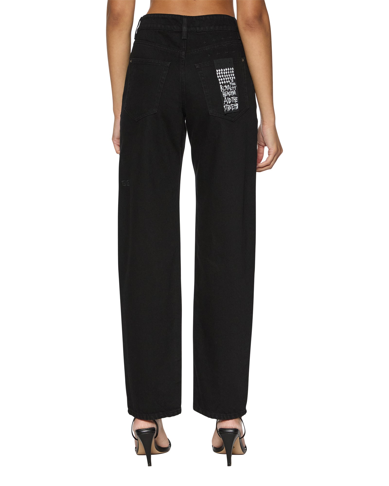 Womens Brooklyn Jet Black Straight Denim Jeans - Image 3