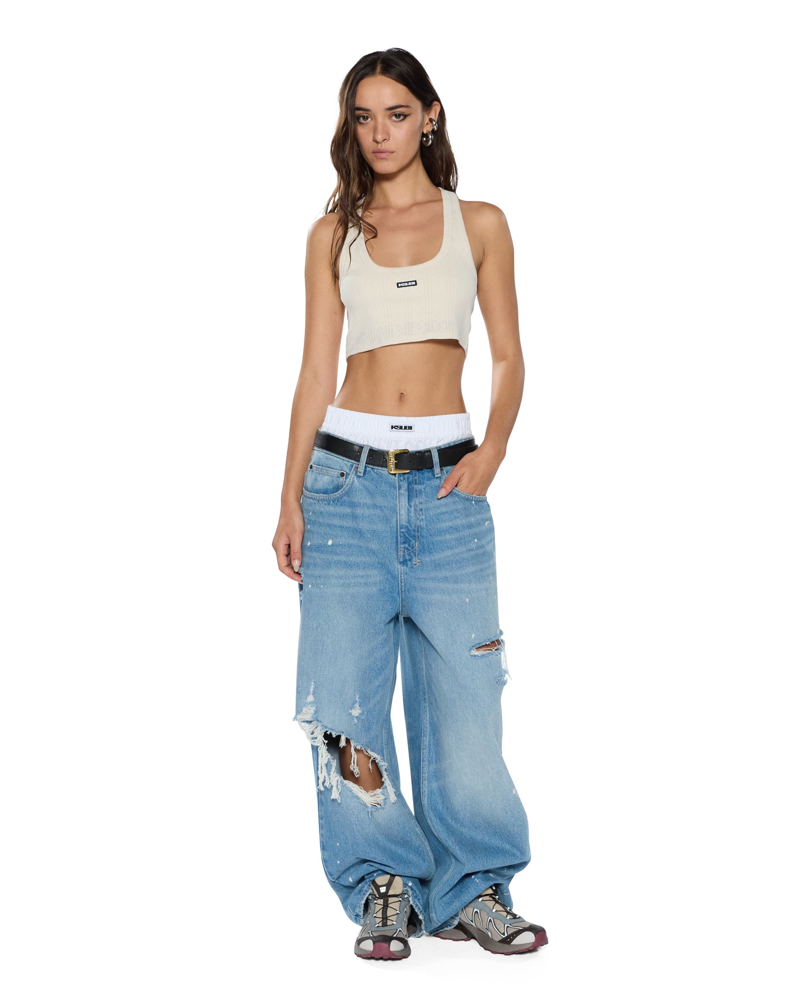 Womens Ksuper Surge Trashed Baggy Denim Jeans - Image 2