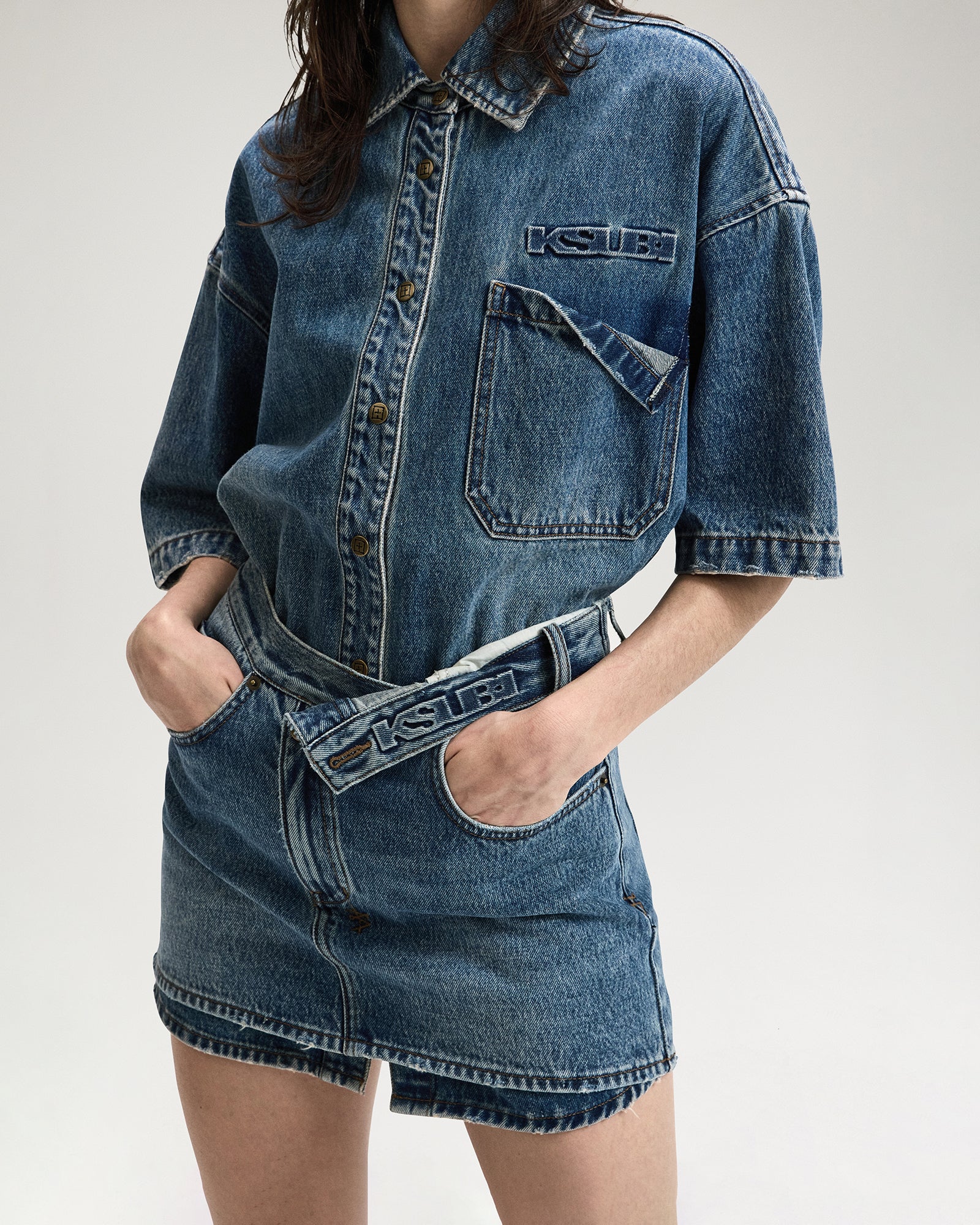 Womens Low Rider Mini Flip Aged Skirts - Image 5
