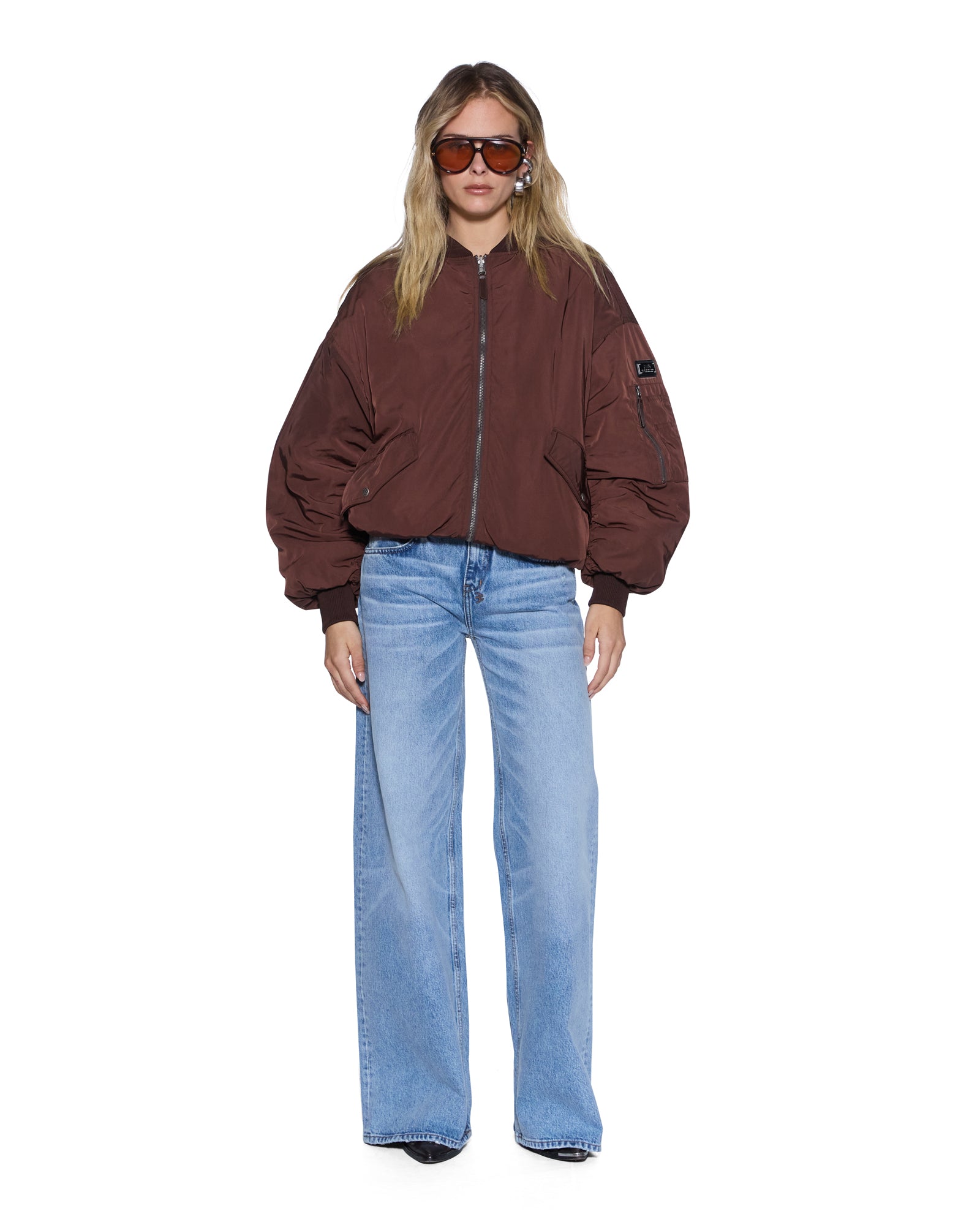 Womens Pilot Bomber Chocolate Jackets - Image 2