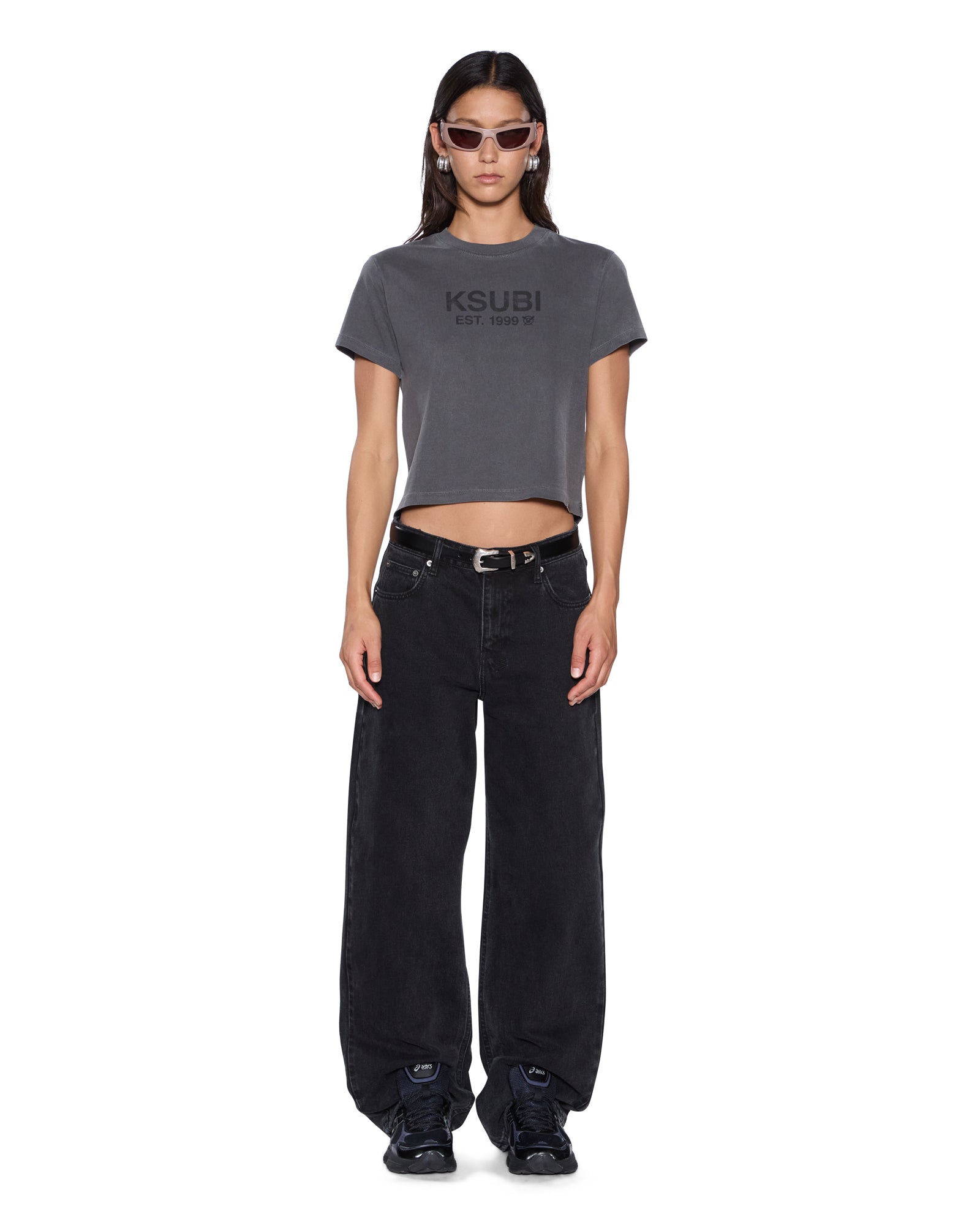 Womens Shrunken Ss Tee Charcoal Tees - Image 2