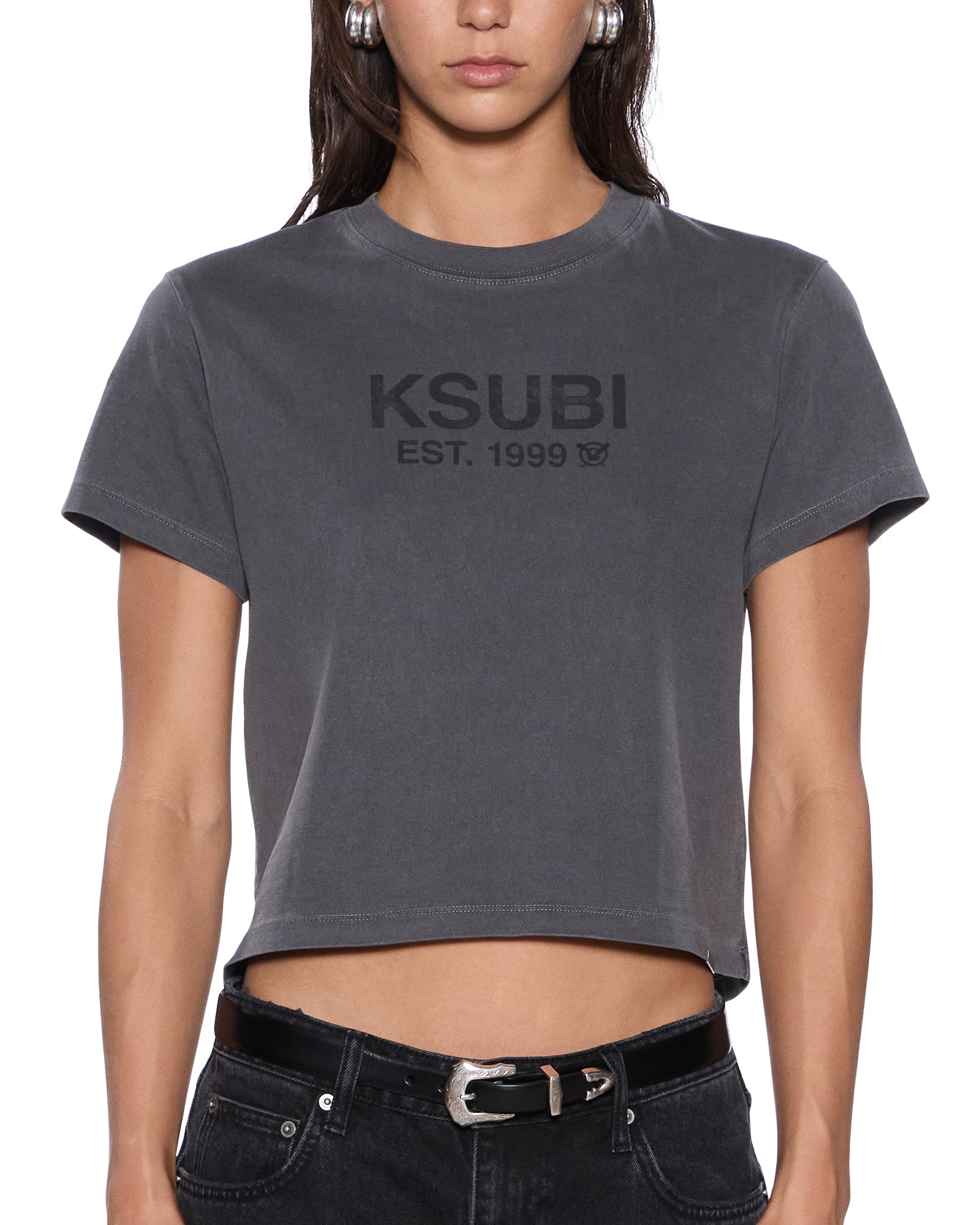 Womens Shrunken Ss Tee Charcoal Tees - Image 3