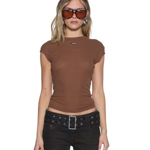 Womens Staple Ss Tee Chocolate Sheer Tees